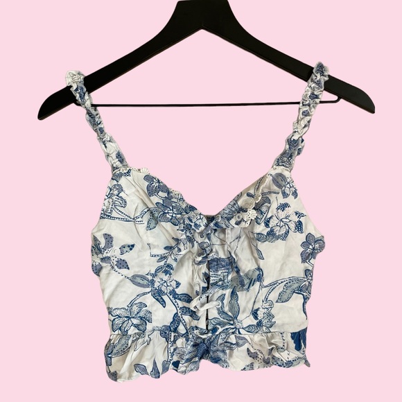 Vintage Urban Outfitters Floral Smocked Runched Tank Top Blouse